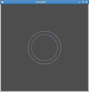 Fig.1 ParaDiS Cylinder Codes Test Run. A dislocation loop in a cylinder